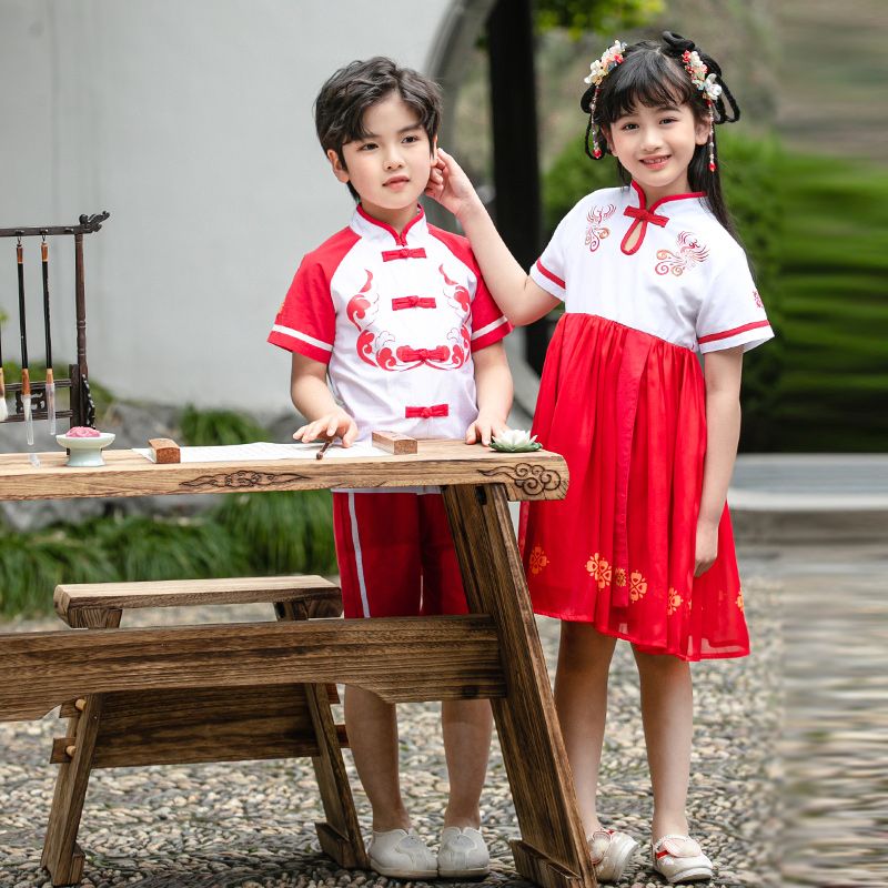 Children's ancient Hanfu Chinese -style national summer elementary school student performance suit suits