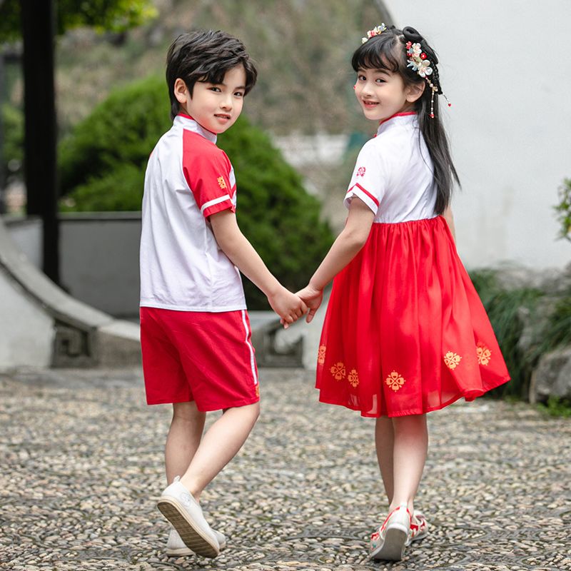 Children's ancient Hanfu Chinese -style national summer elementary school student performance suit suits