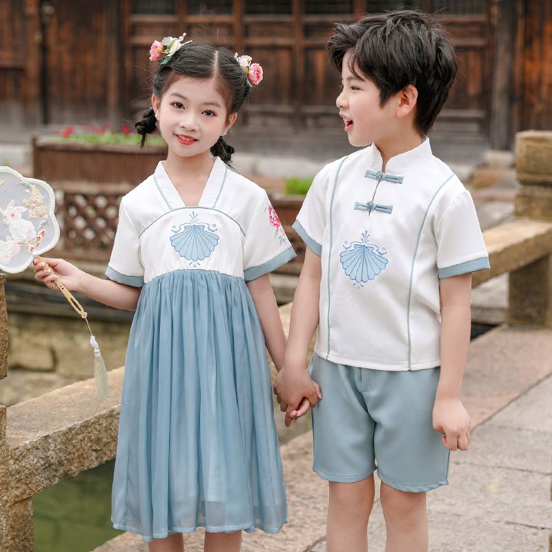 Children's ancient Hanfu Chinese -style national summer elementary school students performing clothes