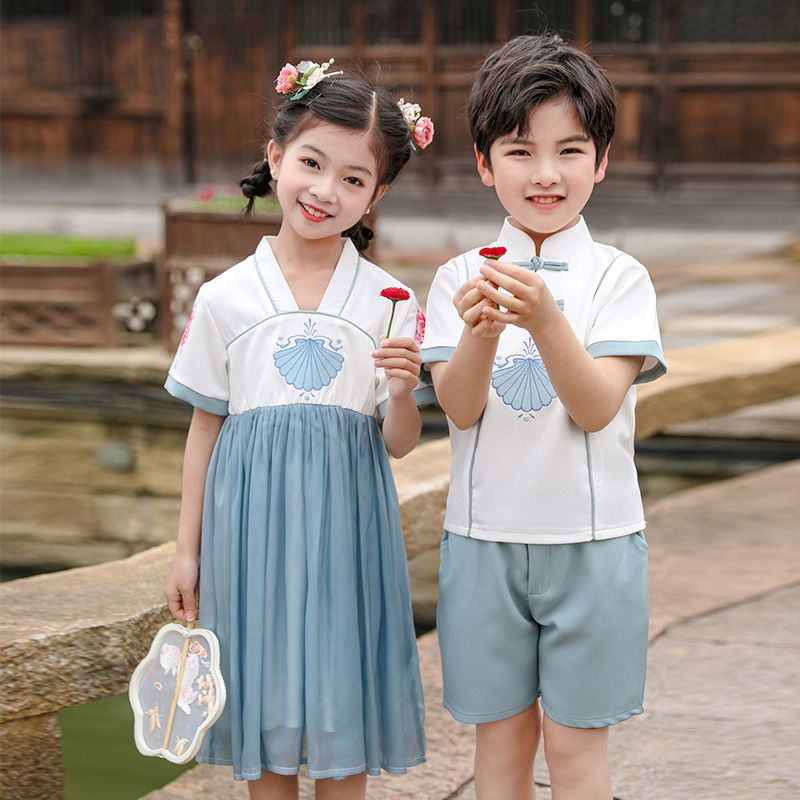 Children's ancient Hanfu Chinese -style national summer elementary school students performing clothes