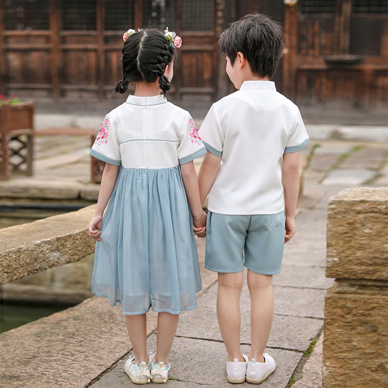 Children's ancient Hanfu Chinese -style national summer elementary school students performing clothes