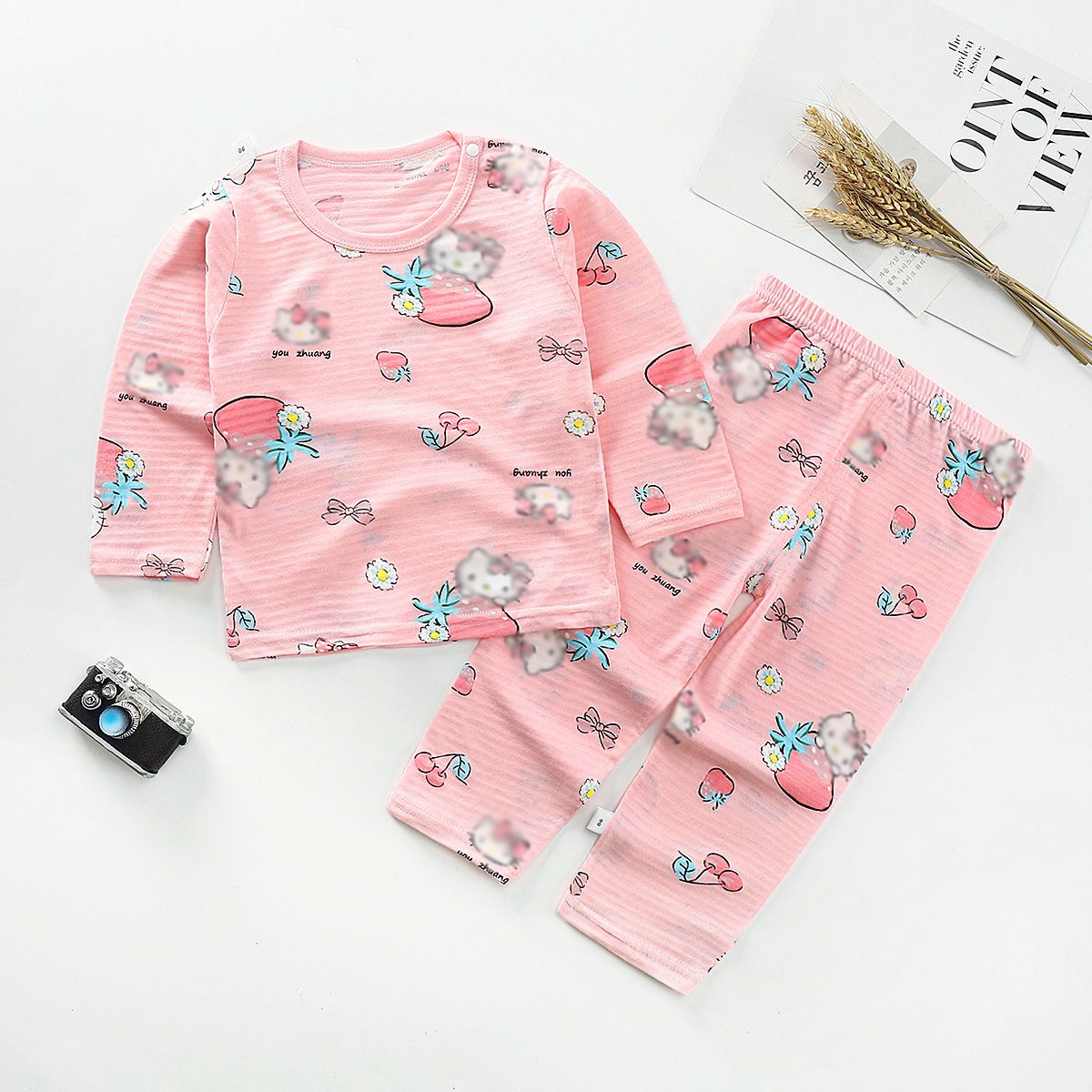 Cheapest Children Sleepwear Girls Kids Custom PajamasTwo Pieces Clothing Set Air-conditioned Homewear Set