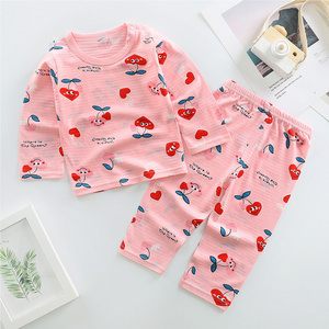 Wholesale of children's cotton pajama suits for boys and girls Cute Clothes Casual Long Sleeve Baby Kids 100% Cotton set