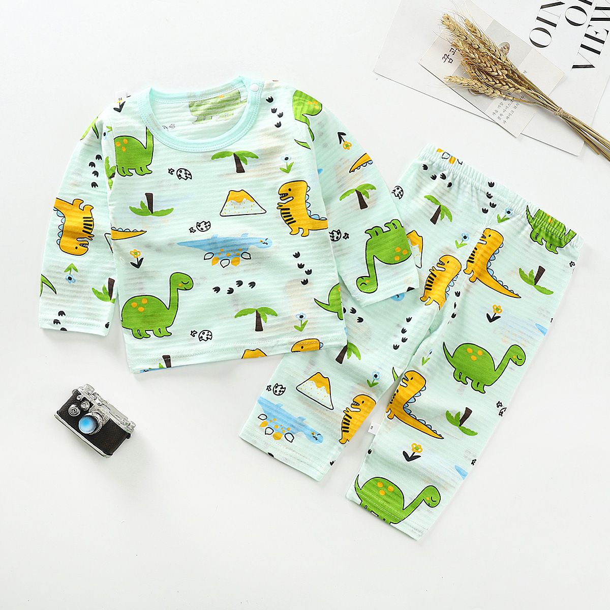 Wholesale of children's cotton pajama suits for boys and girls Cute Clothes Casual Long Sleeve Baby Kids 100% Cotton set