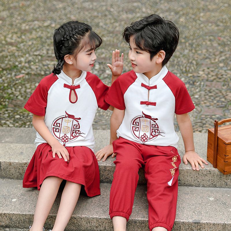 Children's ancient Hanfu Chinese -style national summer primary school students performed suit suit second grade