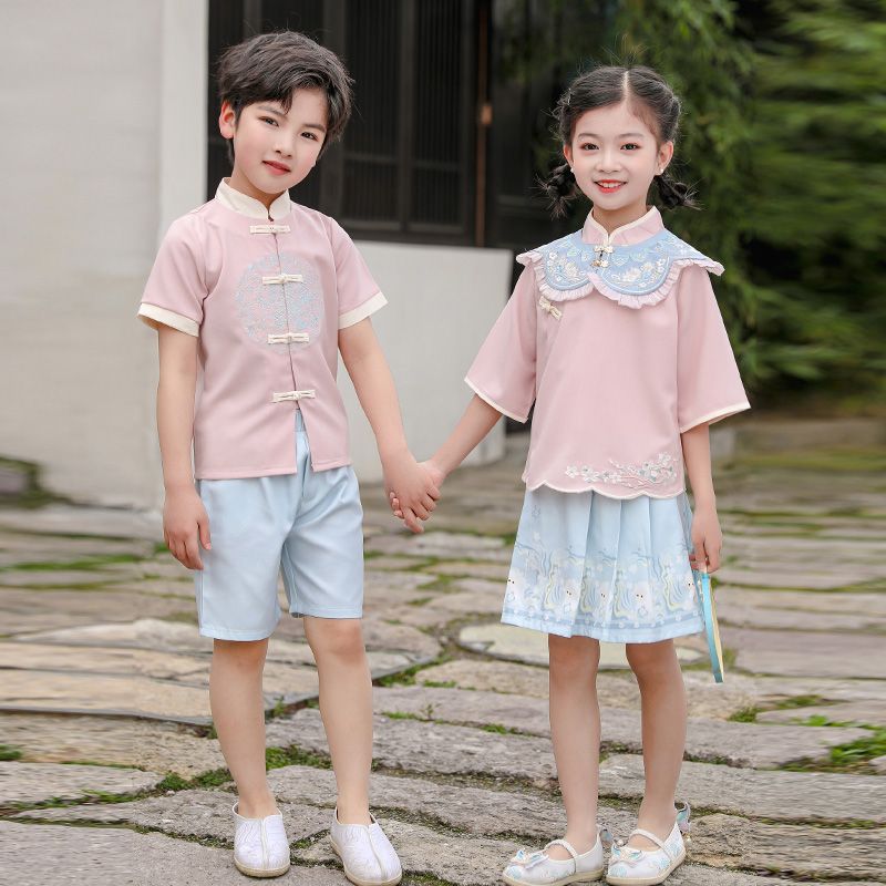 Children's ancient Hanfu Chinese -style national summer elementary school student performance suit set fifth grade