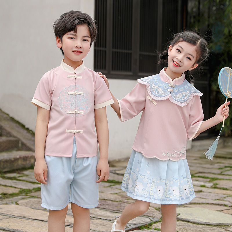 Children's ancient Hanfu Chinese -style national summer elementary school student performance suit set fifth grade