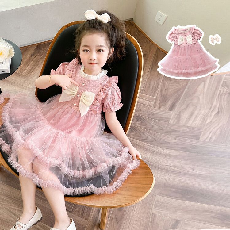 Charming floral print tulle children's dress perfect for parties, birthday events and everyday outings