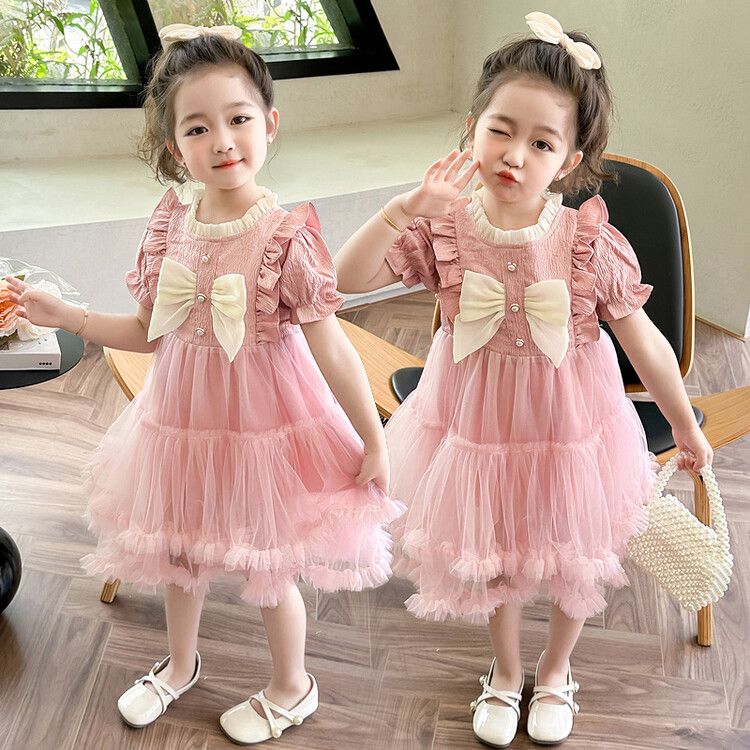 Charming floral print tulle children's dress perfect for parties, birthday events and everyday outings