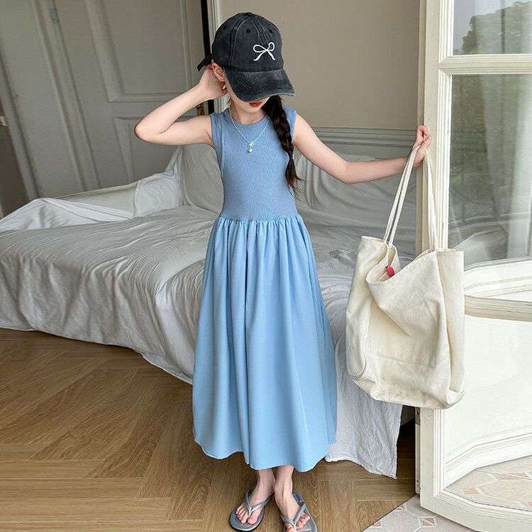 Fashionable Blue Sleeveless Maxi Dress for Girls - Perfect for Casual and Everyday Wear, Comfortable and Cool