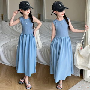 Fashionable Blue Sleeveless Maxi Dress for Girls - Perfect for Casual and Everyday Wear, Comfortable and Cool