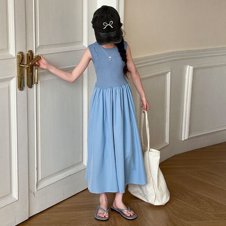 Fashionable Blue Sleeveless Maxi Dress for Girls - Perfect for Casual and Everyday Wear, Comfortable and Cool