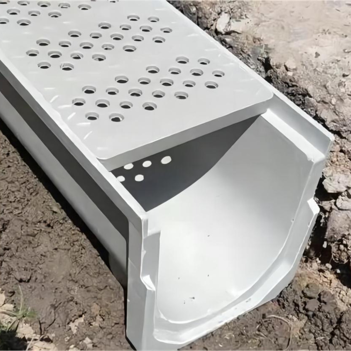 Finished composite resin drain U-channel sewer Stainless steel cover gutter