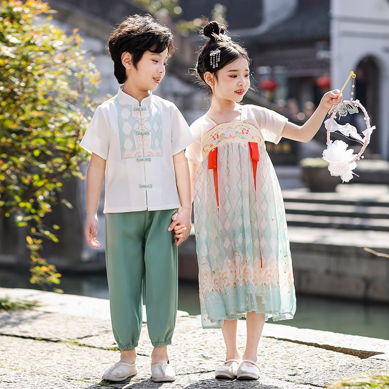 Children's ancient Hanfu Chinese -style national summer elementary school performance service first grade