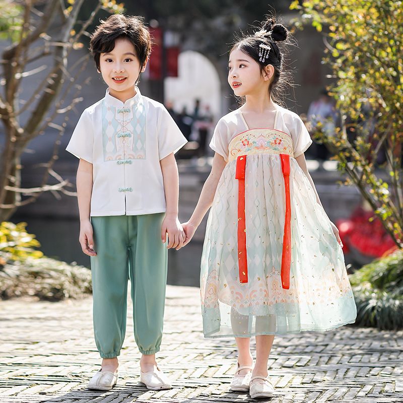 Children's ancient Hanfu Chinese -style national summer elementary school performance service first grade