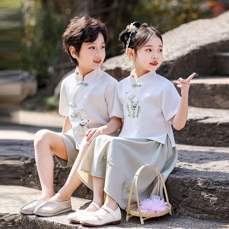 Children's ancient Hanfu Chinese -style national summer elementary school performance service second grade