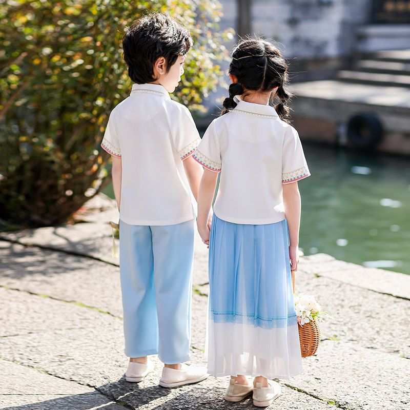 Children's ancient Hanfu Chinese -style national summer elementary school student performance service third grade