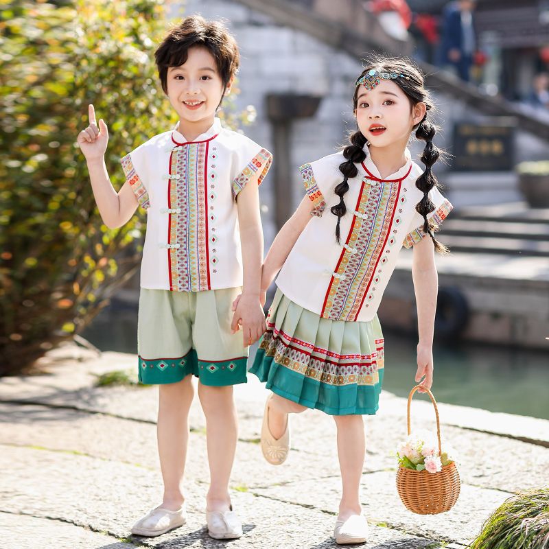 Children's ancient Hanfu Chinese -style national summer elementary school performance service fourth grade