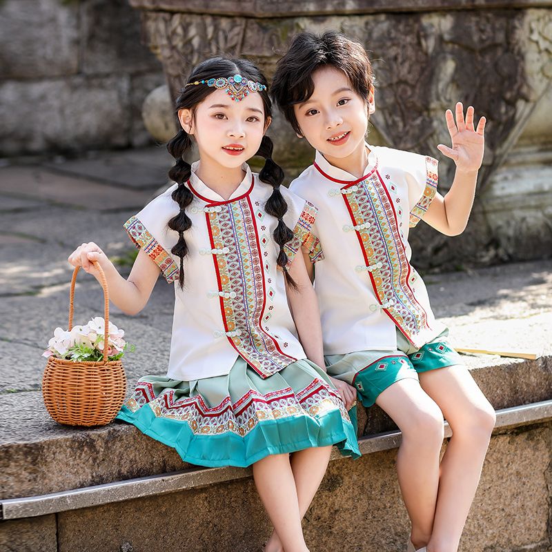 Children's ancient Hanfu Chinese -style national summer elementary school performance service fourth grade