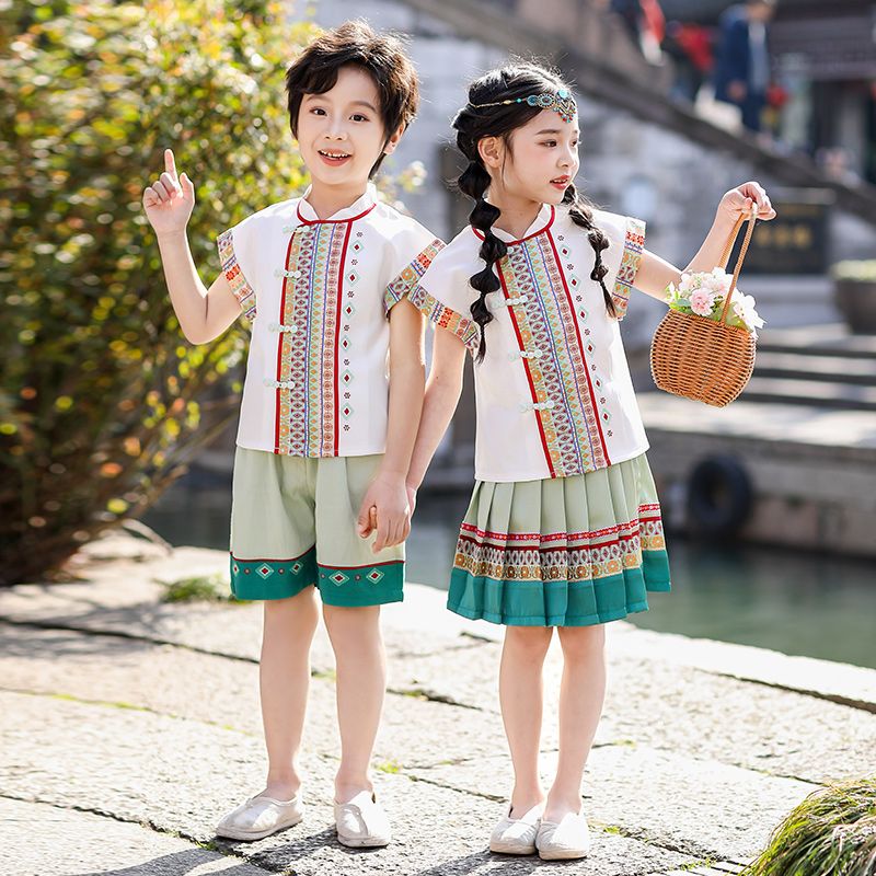 Children's ancient Hanfu Chinese -style national summer elementary school performance service fourth grade