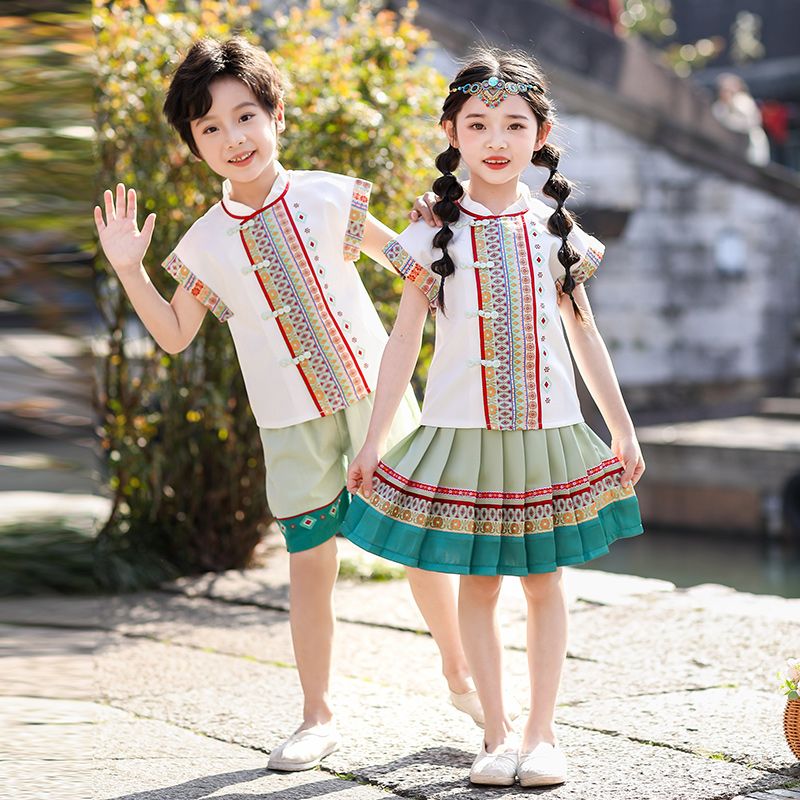 Children's ancient Hanfu Chinese -style national summer elementary school performance service fourth grade