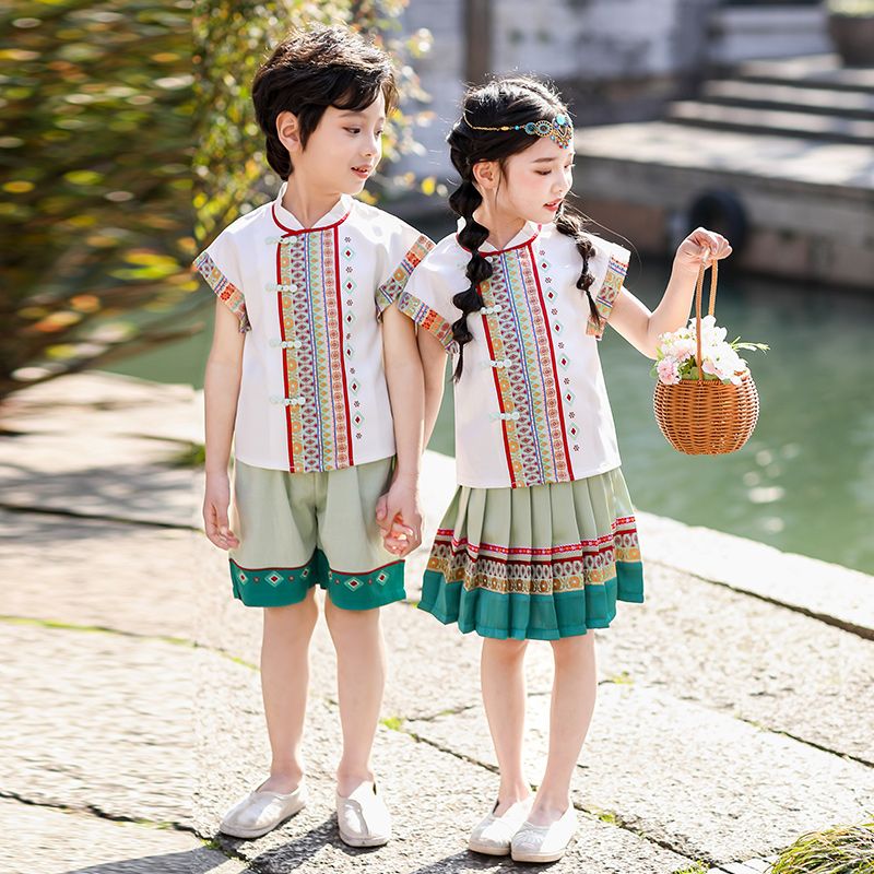 Children's ancient Hanfu Chinese -style national summer elementary school performance service fourth grade