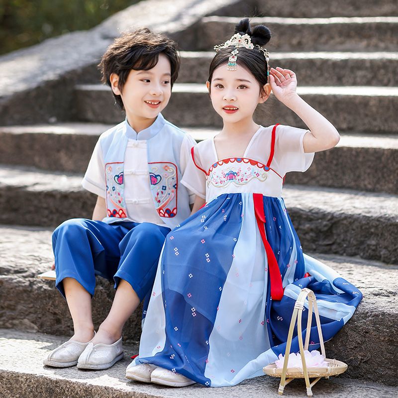 Children's ancient Hanfu Chinese -style national summer elementary school performance first grade service