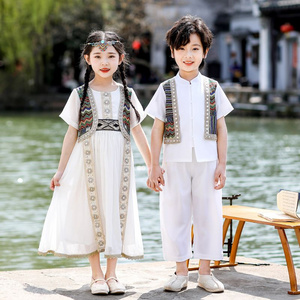 Children's ancient Hanfu Chinese -style national summer elementary school performance second grade service