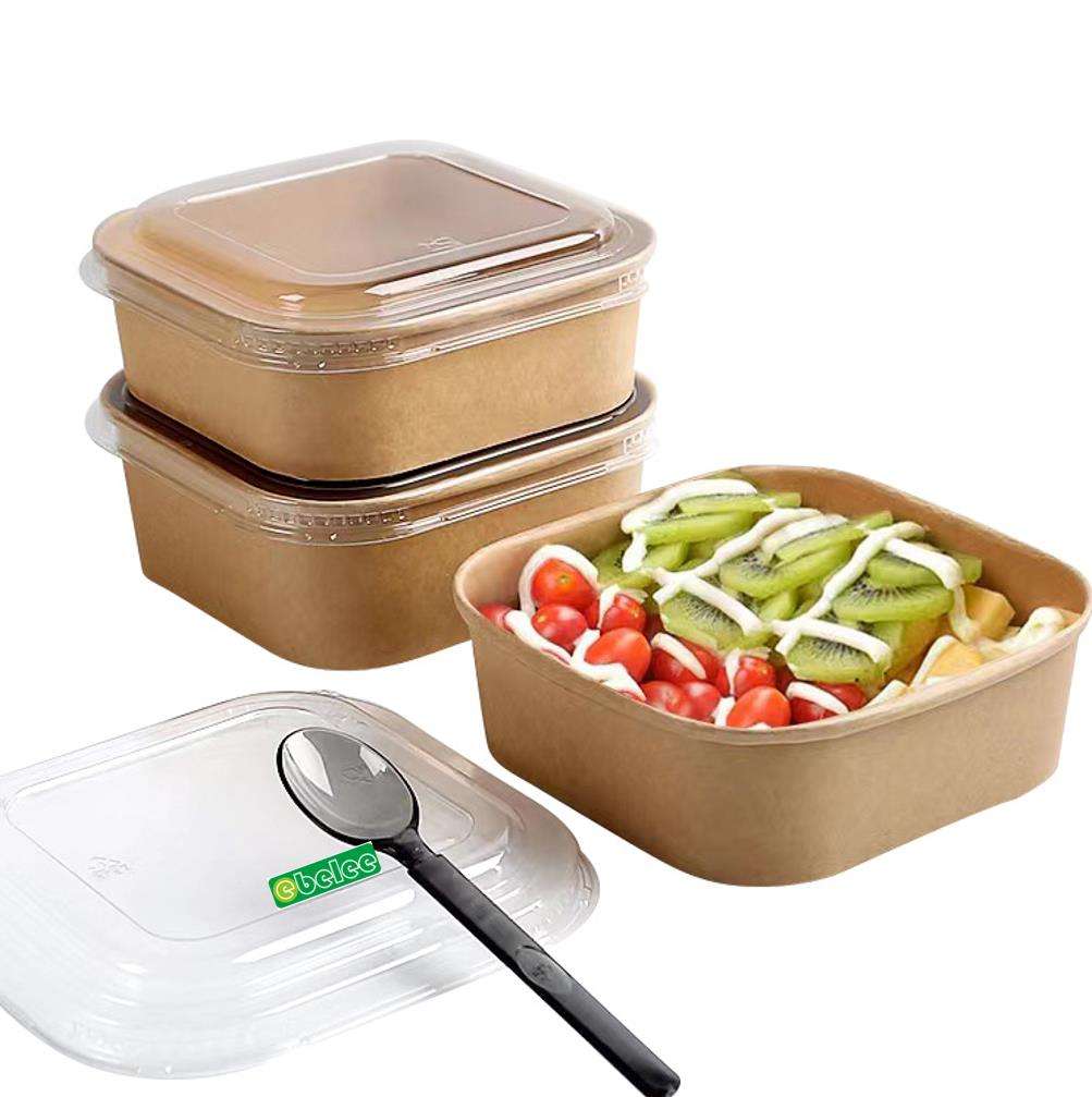 Wholesale Popular Custom Packaging Takeaway Boxes Disposable Biodegradable Paper Box Salad Food Containers