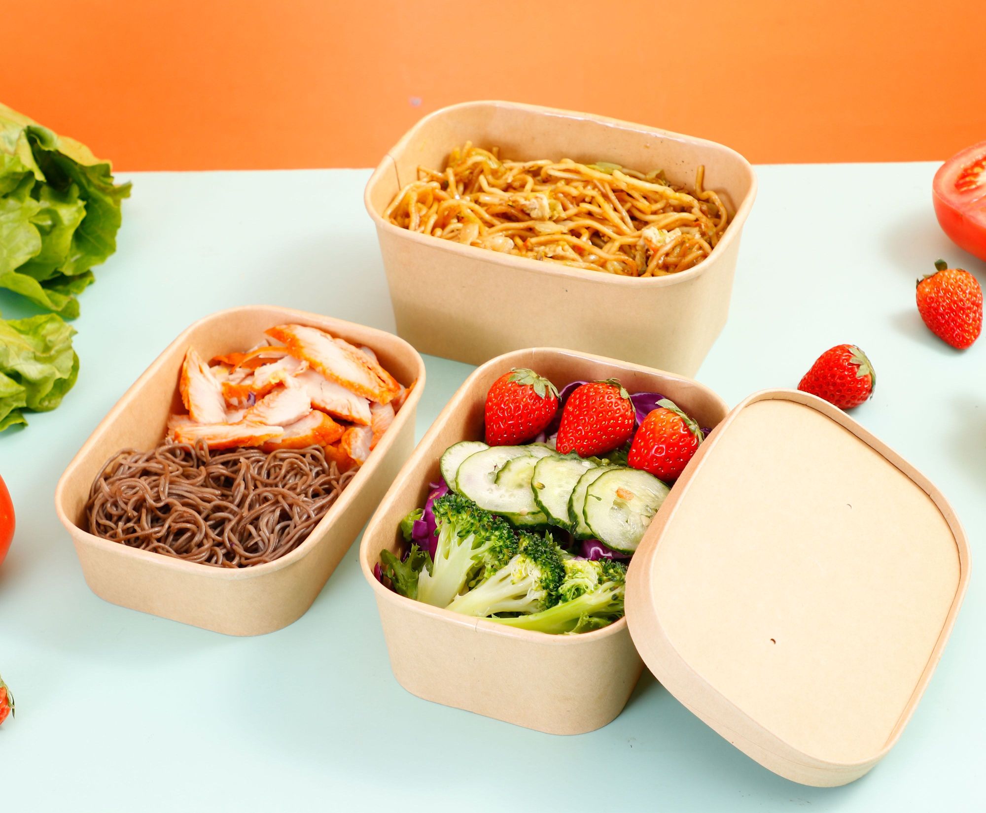 Wholesale Popular Custom Packaging Takeaway Boxes Disposable Biodegradable Paper Box Salad Food Containers