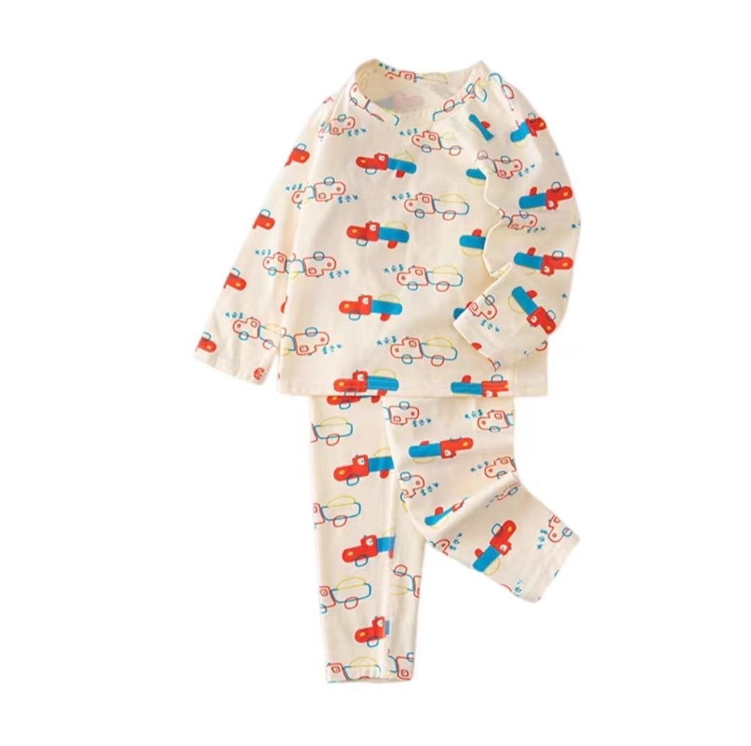 Pajamas 100% Carton Print Winter Baby High Waist Pants Infant Kids Sleeping Wear