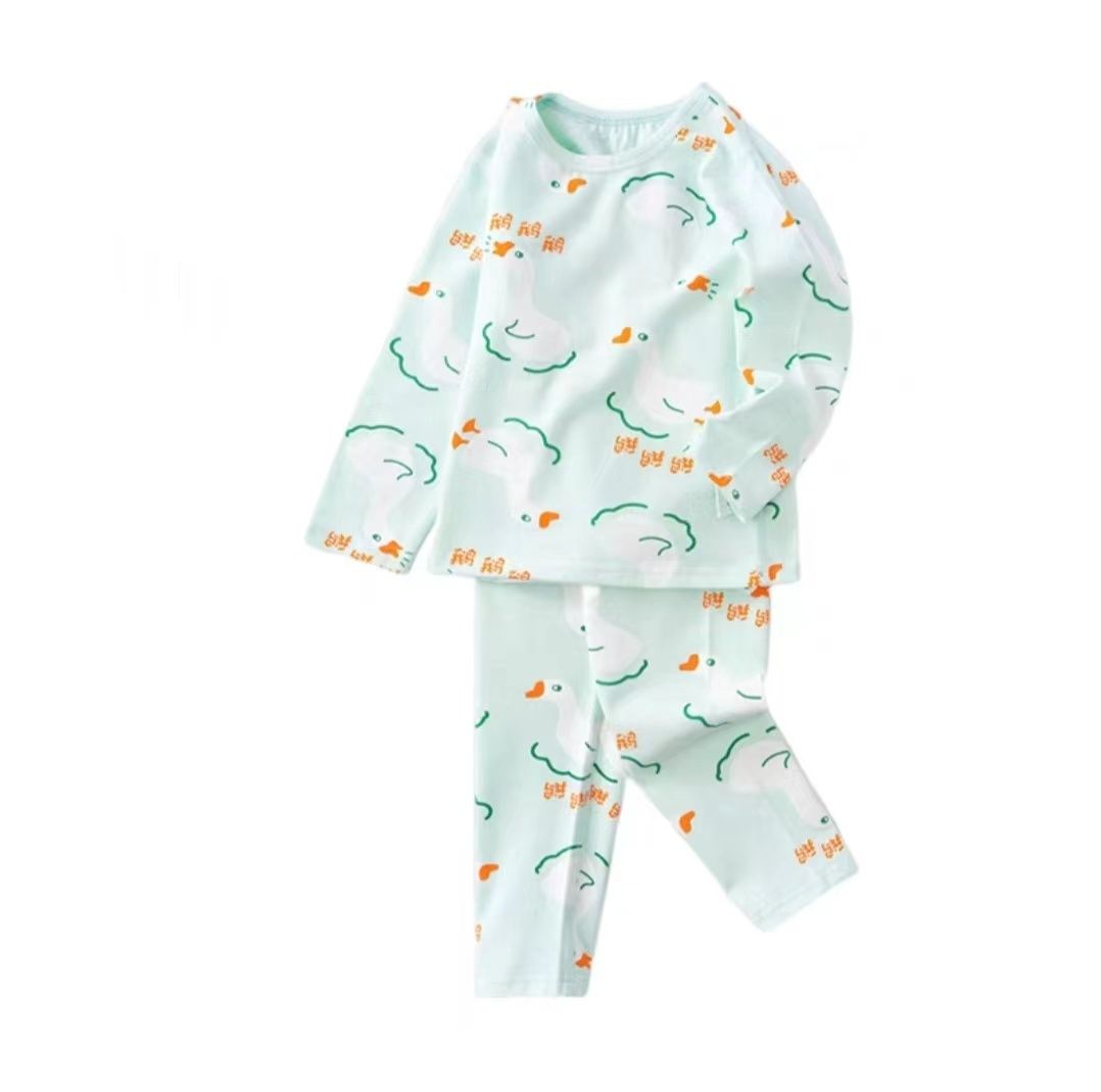 Pajamas 100% Carton Print Winter Baby High Waist Pants Infant Kids Sleeping Wear