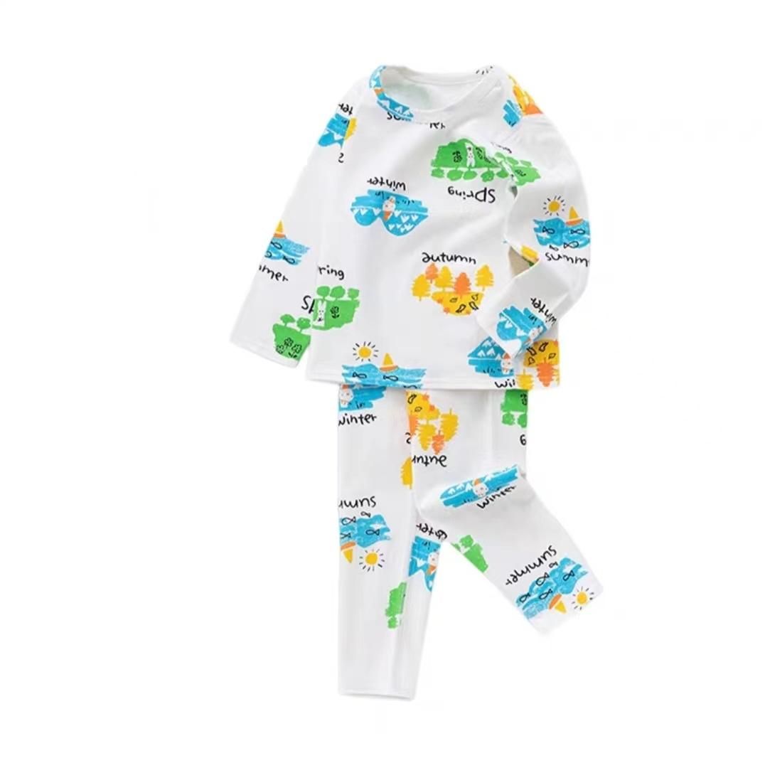 Pajamas 100% Carton Print Winter Baby High Waist Pants Infant Kids Sleeping Wear