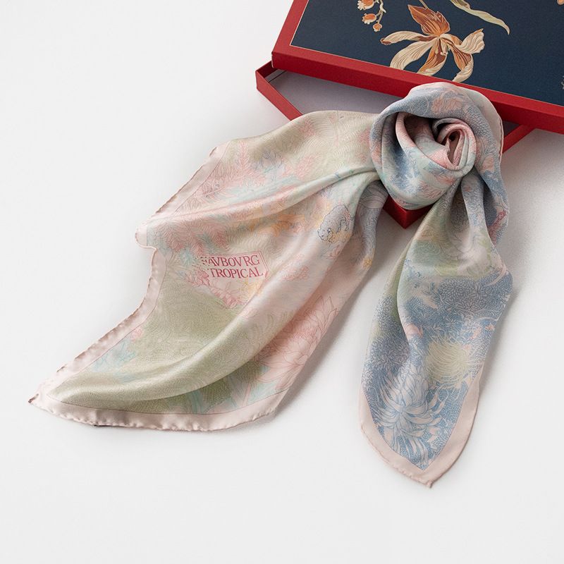 Silk scarf women's gift box 2024 scarf mulberry silk long gauze scarf Valentine's Day to send friends shawl