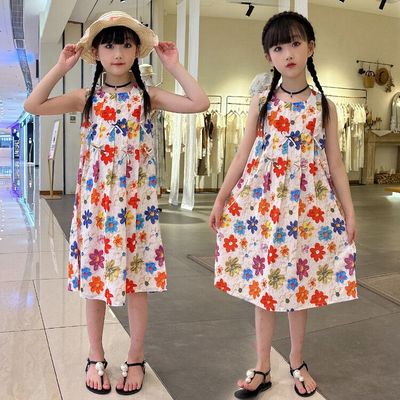 Girls' Floral Kids Dress Flower Print, Summer Casual A-Line Dress, Lightweight and Comfortable, Perfect for Everyday Wear