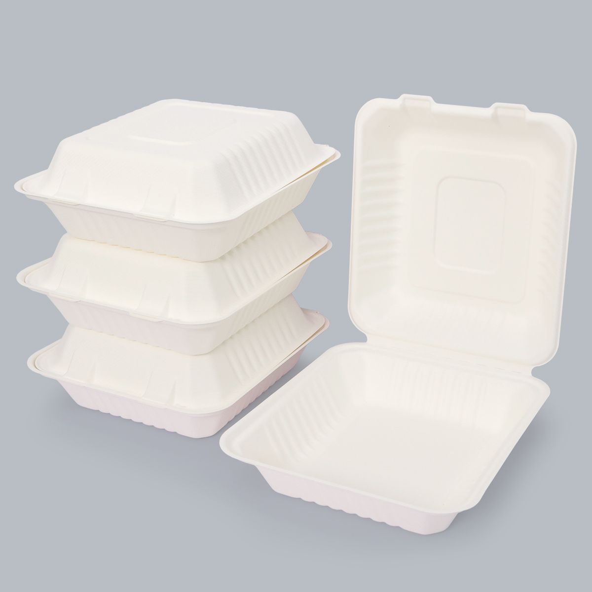 8 inch box food container disposable environmentally friendly tableware starch bamboo pulp factory wholesale