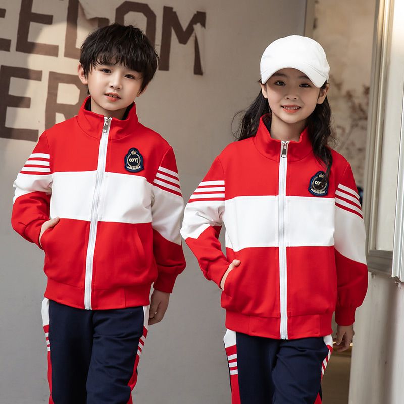 Casual sports suit closed zipper jogging suit 2 pieces of sweatshirts suitable for children's class clothes