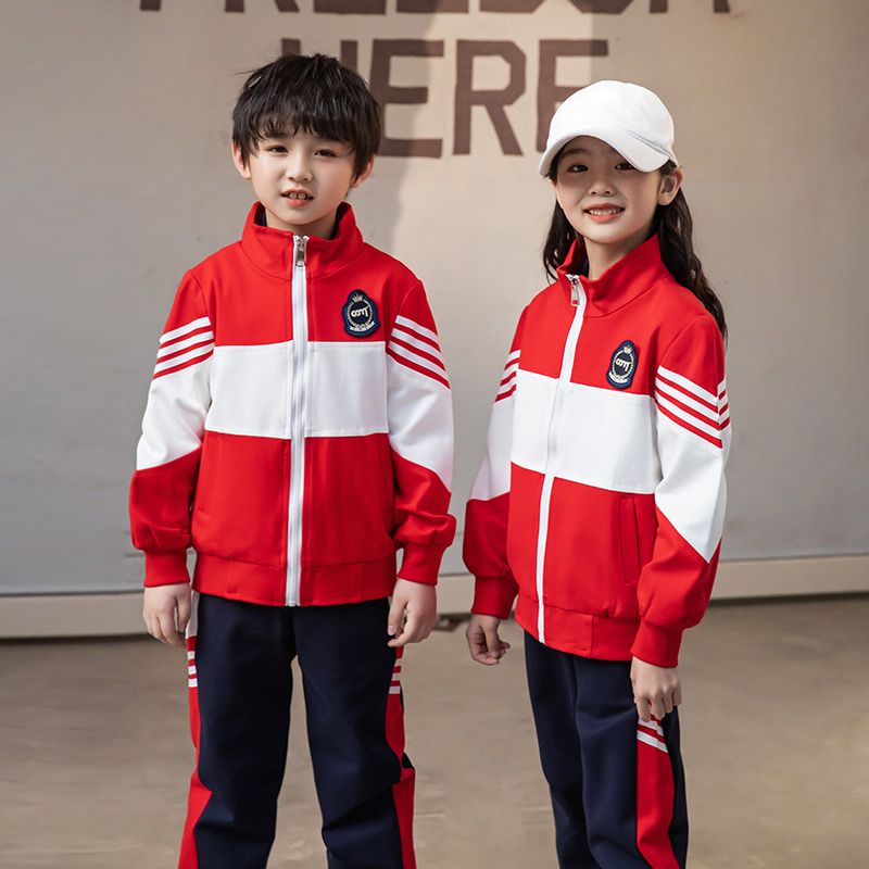 Casual sports suit closed zipper jogging suit 2 pieces of sweatshirts suitable for children's class clothes