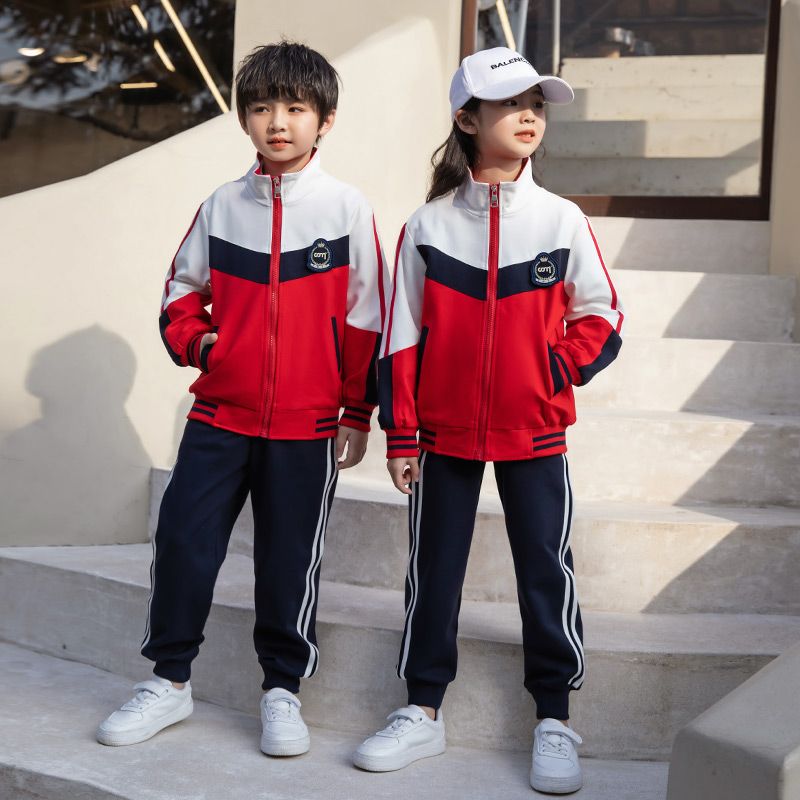 Casual sports suite closed zipper jogging uniform set 2 pieces of undershirts suitable for children and elementary school studen