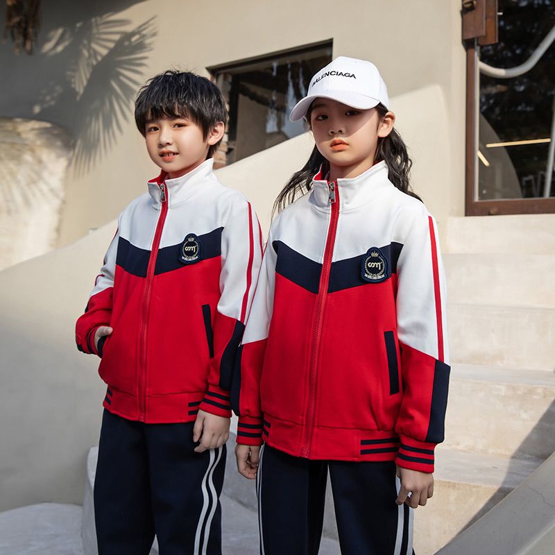 Casual sports suite closed zipper jogging uniform set 2 pieces of undershirts suitable for children and elementary school studen