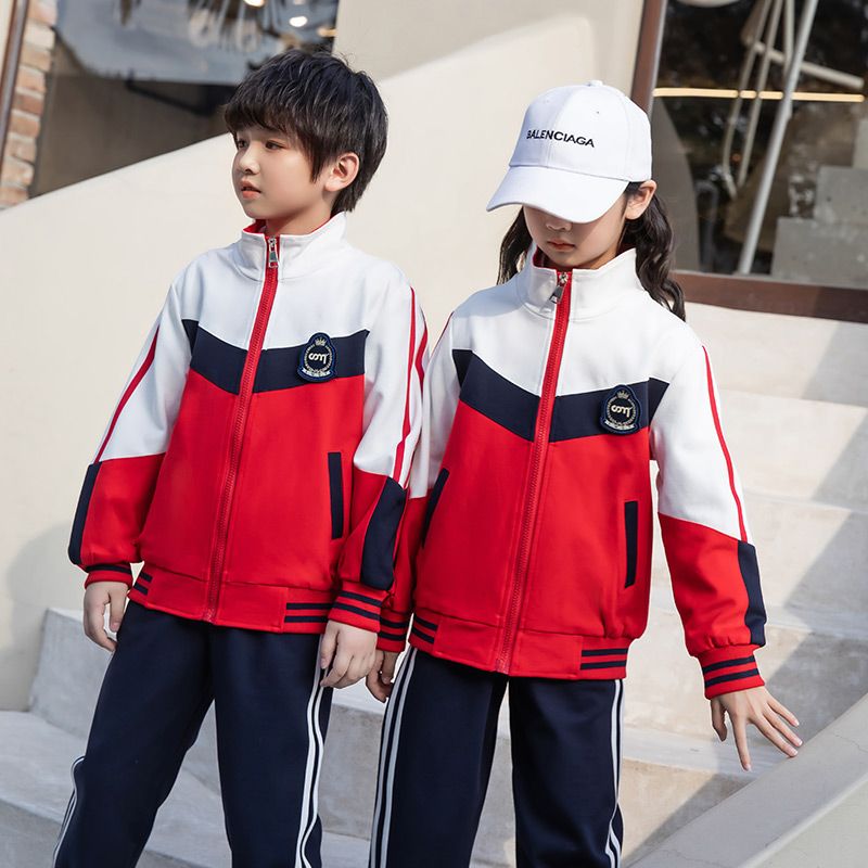 Casual sports suite closed zipper jogging uniform set 2 pieces of undershirts suitable for children and elementary school studen