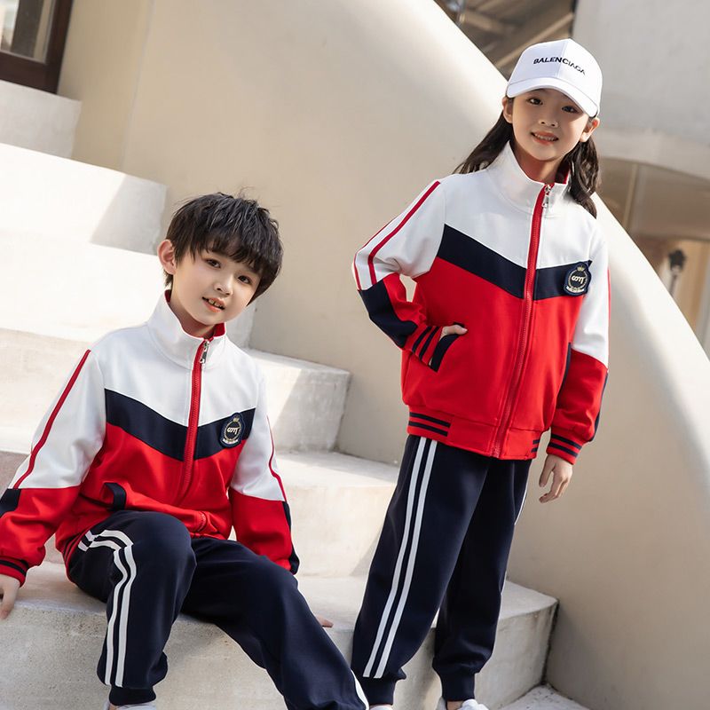 Casual sports suite closed zipper jogging uniform set 2 pieces of undershirts suitable for children and elementary school studen