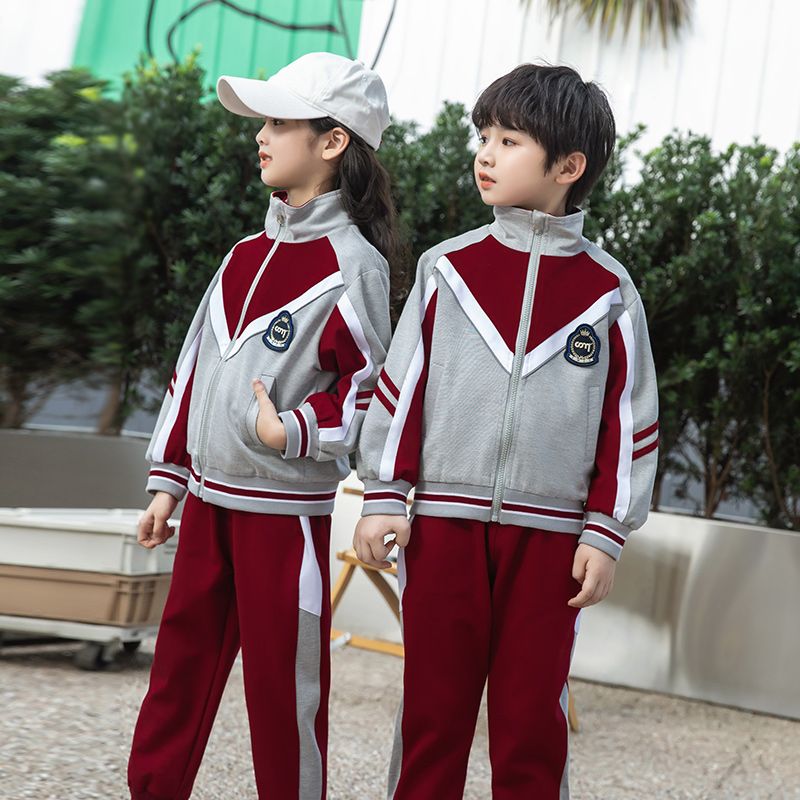 Casual sports suit closed zipper jogging suit 2 pieces of sweatshirts suitable for elementary school students second grade