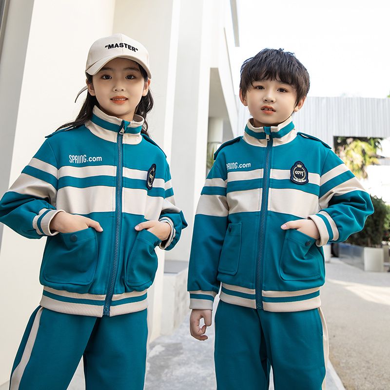 Casual sports suite closed zipper jogging uniform set 2 pieces of skirt shirts suitable for elementary school students fourth gr