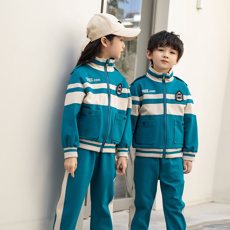 Casual sports suite closed zipper jogging uniform set 2 pieces of skirt shirts suitable for elementary school students fourth gr