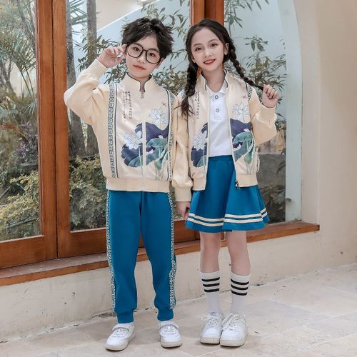 Leisure sports suit closed zipper jogging suit 2 pieces of sweatshirts suitable for elementary school students fifth grade