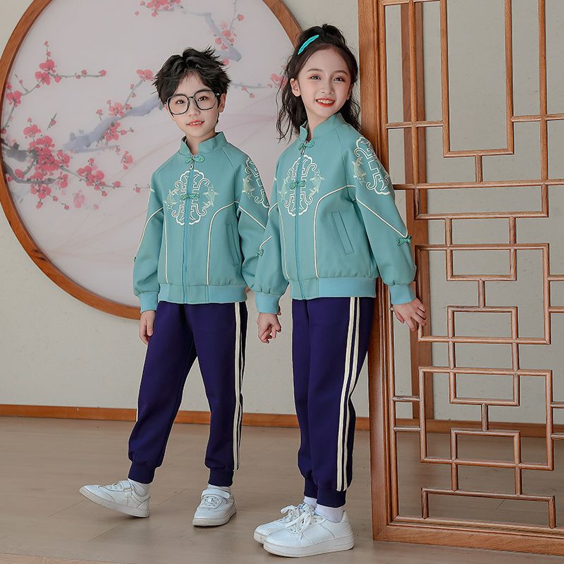 Casual sports suite closed zipper jogging suit 2 pieces of sweatwear suitable for children and elementary school students first