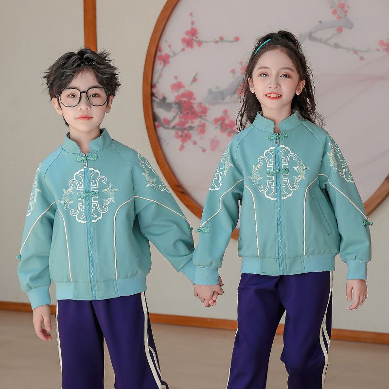 Casual sports suite closed zipper jogging suit 2 pieces of sweatwear suitable for children and elementary school students first