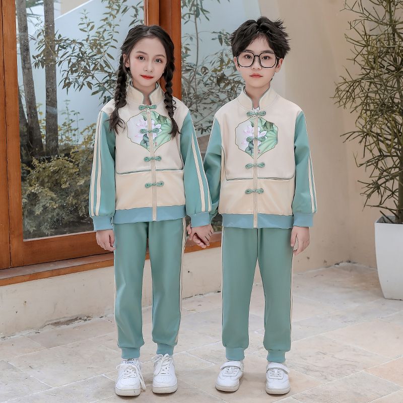 Casual sports suite closed zipper jogging suit 2 pieces of sweatwear suitable for children and elementary school students second