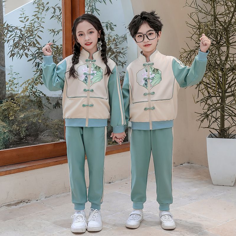 Casual sports suite closed zipper jogging suit 2 pieces of sweatwear suitable for children and elementary school students second